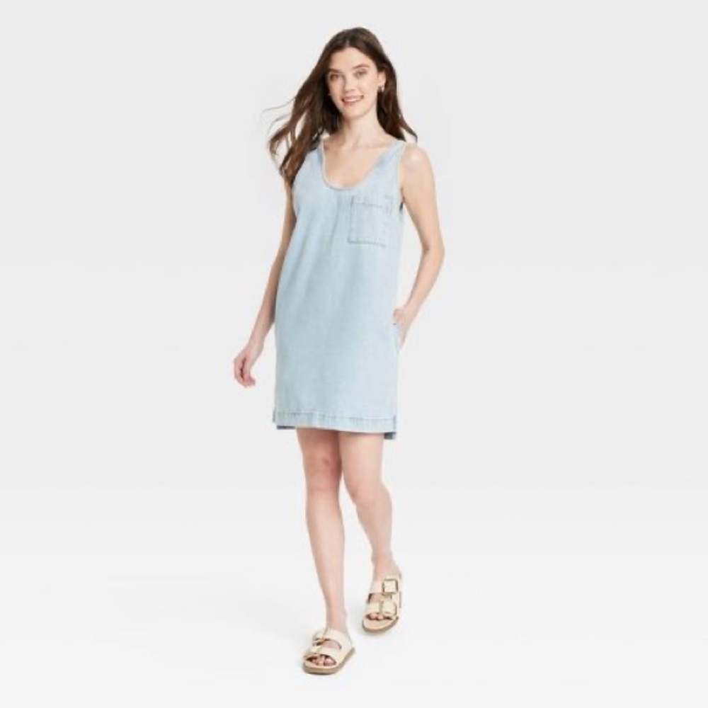 Universal Thread Denim Tank Mini Dress - Size L - Light Wash
